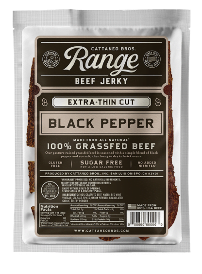 Range 100% Grassfed Beef Jerky Black Pepper