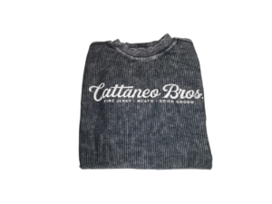 Folded ribbed gray sweatshirt with Cattaneo Bros logo