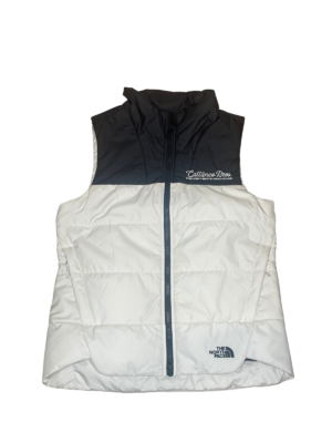 White and black North Face puffer vest
