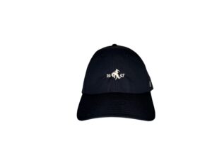 Black baseball cap with embroidered logo