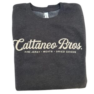 Folded dark gray sweatshirt with Cattaneo Bros logo